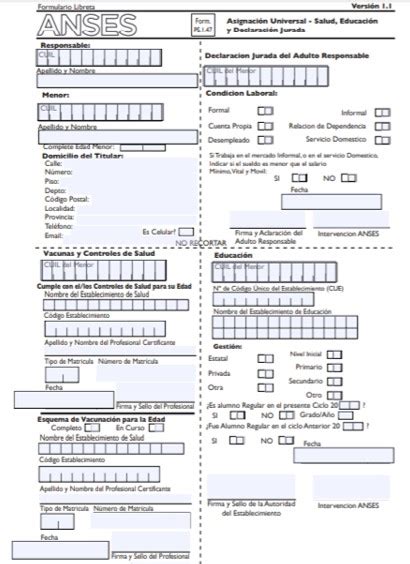 Formulario 1 47 Libreta de Asignación Universal ANSES