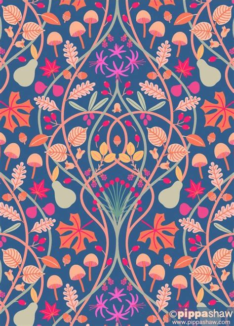 Art Nouveau Fall Botanica Pattern By Pippa Shaw Whimsical Art