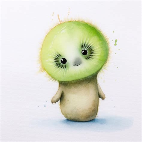 Premium Photo | A watercolor drawing of a kiwi bird with a face and eyes.