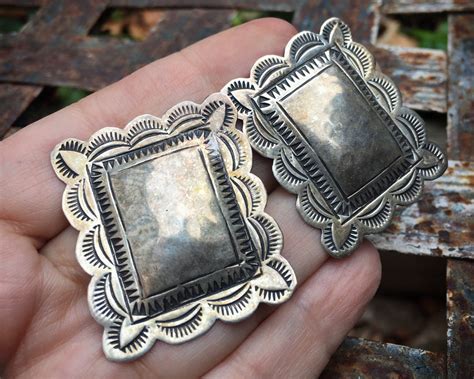 Vintage Navajo Sterling Silver Concho Post Earrings Native American