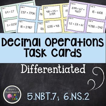 Differentiated Decimal Operations Task Cards Th Grade Math Tpt