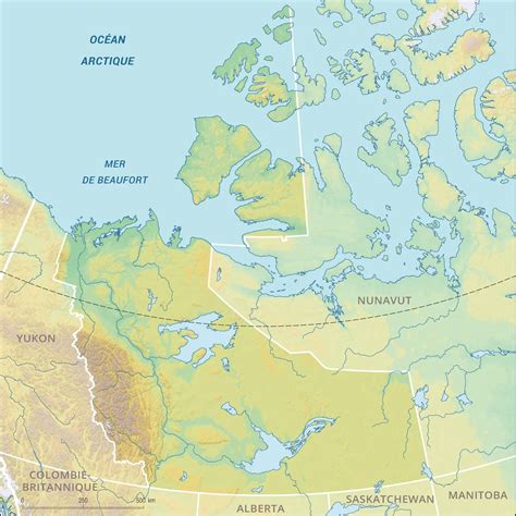 Territoires du Nord Ouest carte physique vierge Média