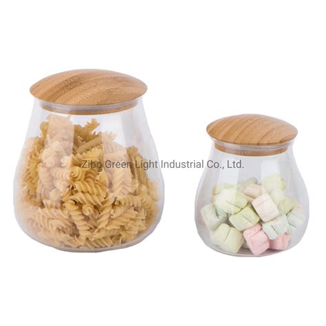 High Borosilicate Glass Storage Jar With Bamboo Dome Cover For Food