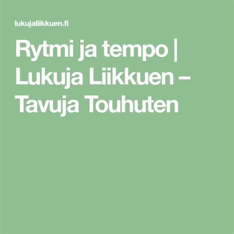 Rytmi Ja Tempo Lukuja Liikkuen Tavuja Touhuten Music