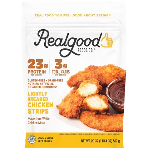 Realgood Foods Co Lightly Breaded Chicken Breast Strips Oz Bag