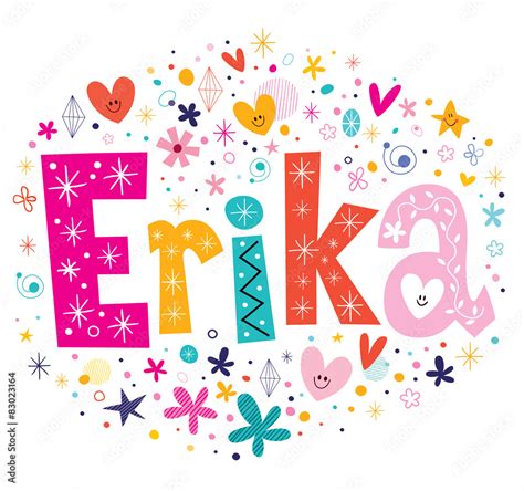 Erika Girls Name Decorative Lettering Type Design Stock Vektorgrafik