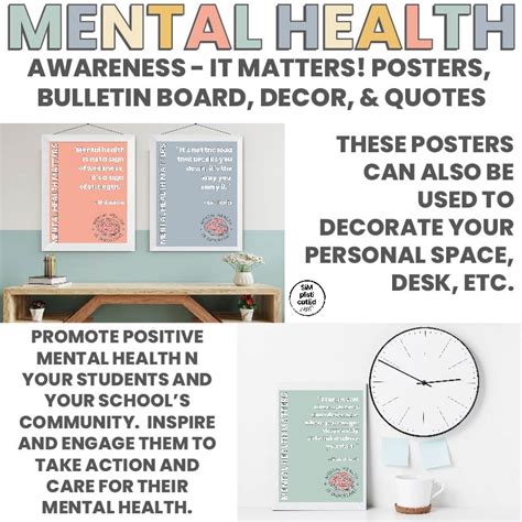 Mental Health Awareness Bulletin Board Posters Decor BOHO SET 2