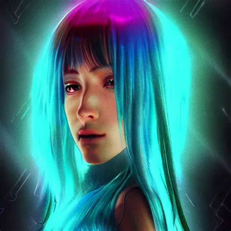 Krea Giant Hologram Of Hatsune Miku In Blade Runner 2049 Digital Art