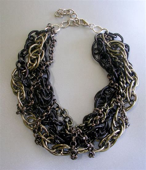 Chunky Black And Gunmetal Necklace By StarNative On Etsy