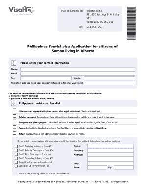 Fillable Online Philippines Visahq Philippines Visa Application For