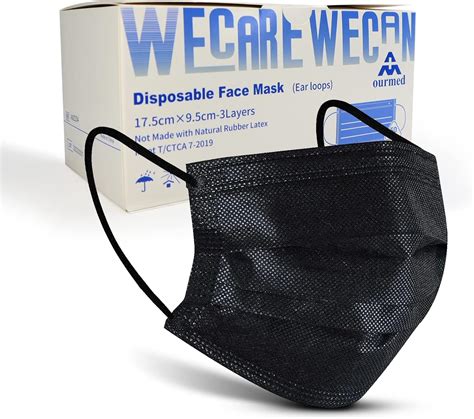 Ourmed Mascarillas Desechables Negras De 3 Capas Para Las Orejas