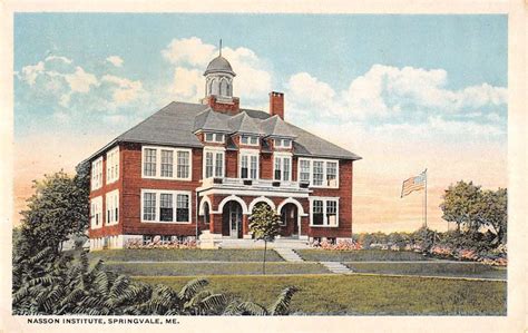 Springvale Maine Nasson Institute Exterior Street View Antique Postcard