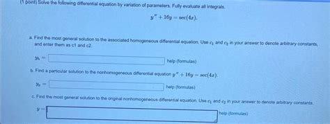 Solved 1 Point Solve The Following Differential Equation