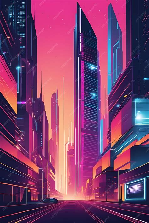 Premium AI Image | Digital futuristic city poster vector ai generation