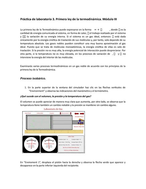 Practica MIII Primera LEY DE LA Termodinamica Práctica de laboratorio