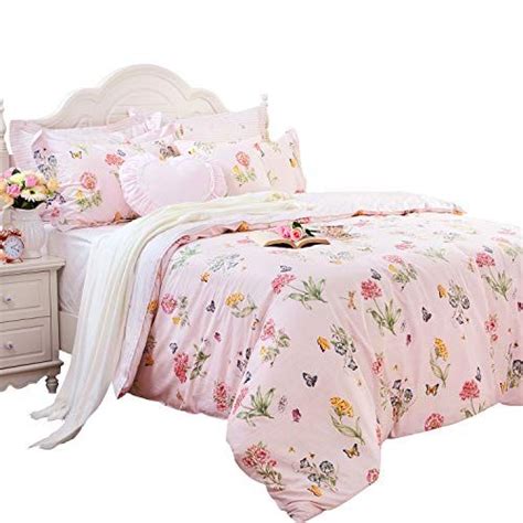 Fadfay Duvet Cover Set Queen Shabby Gold Floral Bedding 100 Cotton