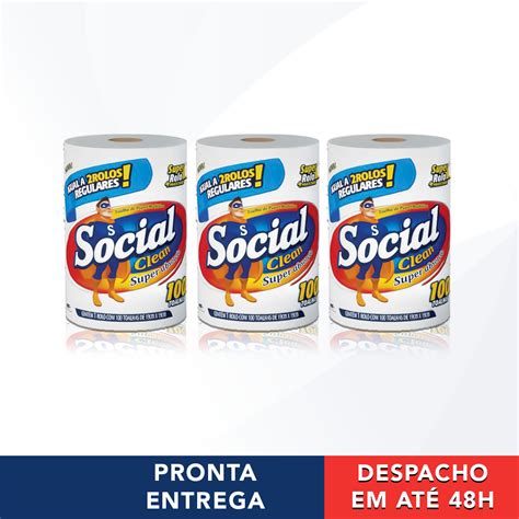 Kit 3 Papel Toalha Rolo Grande 100 Folhas Branco Para Cozinha Social