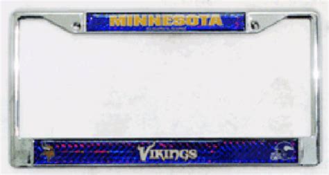 Nfl Minnesota Vikings Metal License Plate Frame Deluxe Chrome Ebay