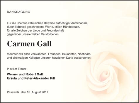 Traueranzeigen Von Carmen Gall Trauer Nordkurier