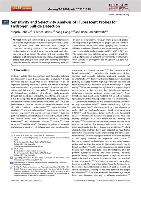 Pdf Sensitivity And Selectivity Analysis Of Fluorescent Probes For