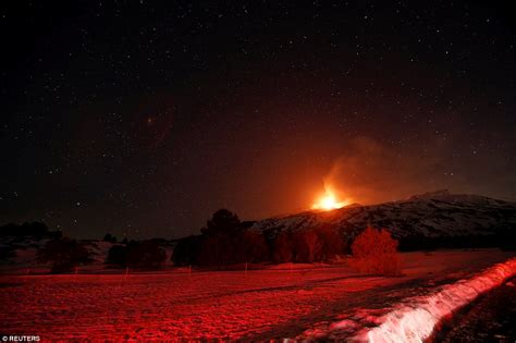 Lava Bursts From Mount Etna As The Volcano Erupts Daily Mail Online