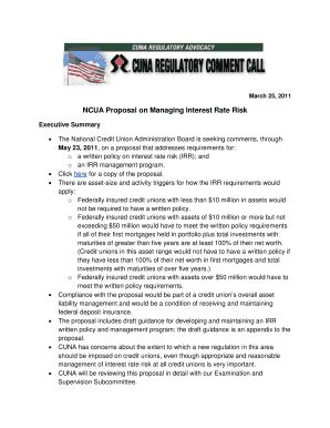 Fillable Online Ncua Proposal On Managing Interest Rate Risk Fax Email