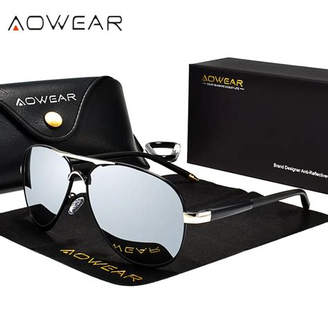 Aowear Men S Aviation Sunglasses Men Polarized Mirror Sunglass For Man