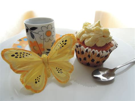 Free Images Coffee Flower Food Insect Butterfly Yellow Cupcake