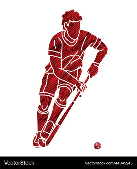 Field Hockey Sport Male Player Action Royalty Free Vector