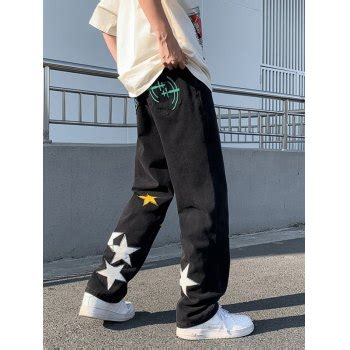 Emmiol Kostenloser Versand Lockere Jeans Mit Patch Star Grafik F R