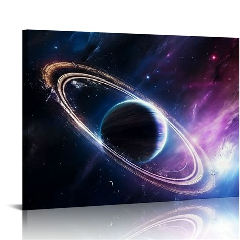 Onetech Abstract Space Canvas Wall Art Planets In Outer Space Artwork