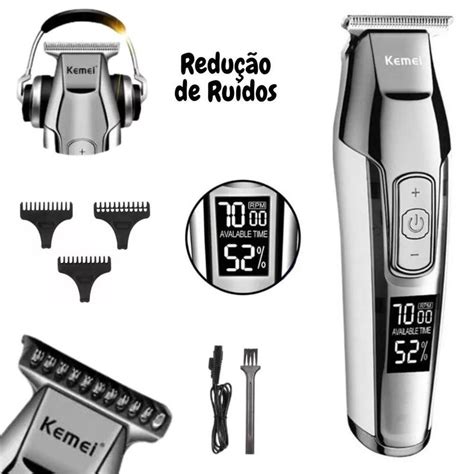 Maquina Cortar Cabelo Kemei Km El Trico Luxury Prateada Online