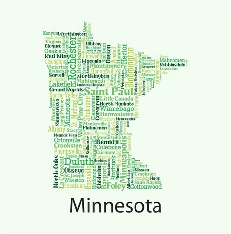 Mapa Vectorial Detallado De Minnesota Con Los Nombres De Todos Los