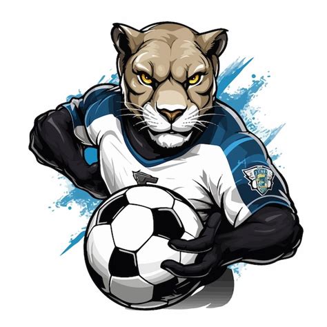 Panther Cougar Jaguar Cat Soccer Futebol Mascot Vetor Premium