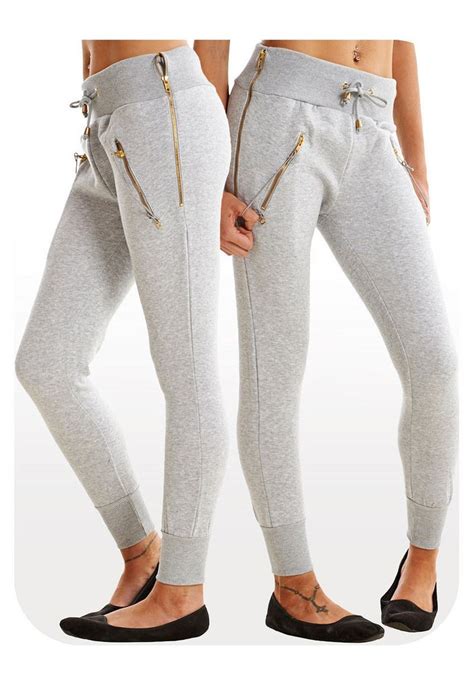 Womens Fleece Zipper Joggers Ladies Gym Trousers Zip Pocket Yoga Lounge