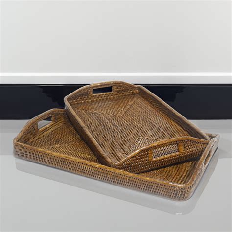 Rattan Island Rattan Morning Tray With Handle Set Direct From