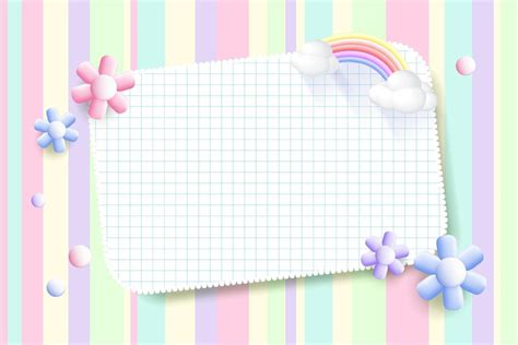 Cute frame, cute rainbow border vector, floral frame, pastel desktop ...