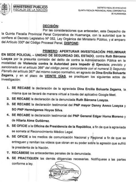 Dina Boluarte Pide A La Fiscalía De La Nación Que No Se Investigue A