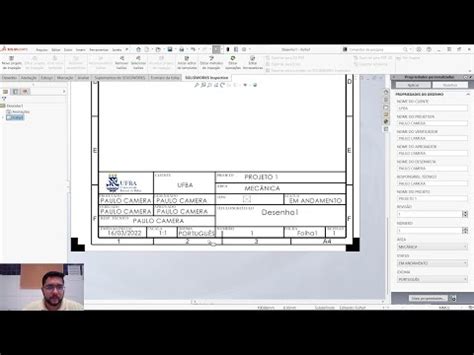 Aula Projetos Mecânicos Legenda para Folha de desenho no SolidWorks