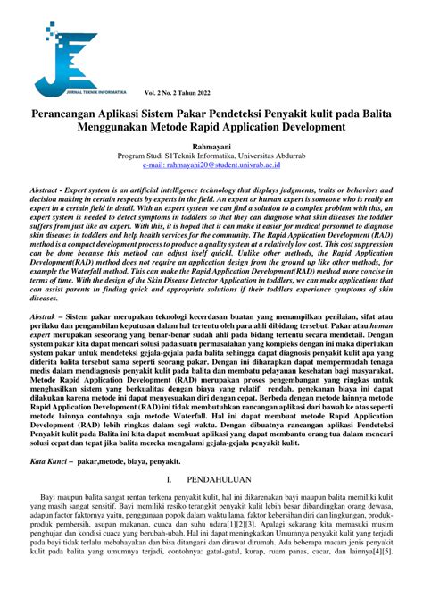 Pdf Perancangan Aplikasi Sistem Pakar Pendeteksi Penyakit Kulit Pada