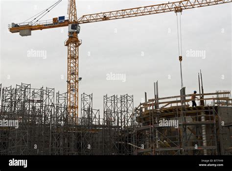 Construction of a new town hall and shopping centre, Leverkusen, North Rhine-Westphalia, Germany ...