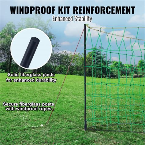 Vevor Electric Fence Netting 42 H X 164 L Pe Net Fencing With Posts And Double Spiked Stakes