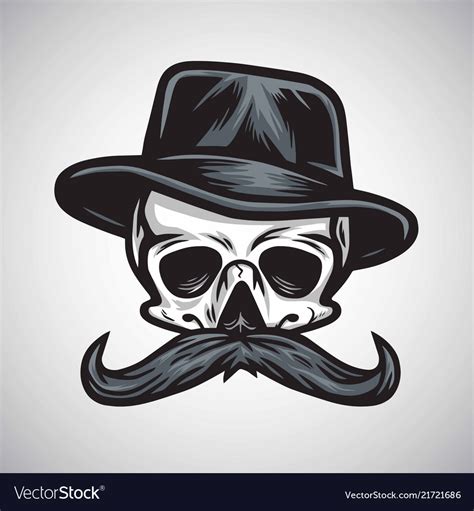 Skull Mustache Gentleman In Hat Vintage Royalty Free Vector