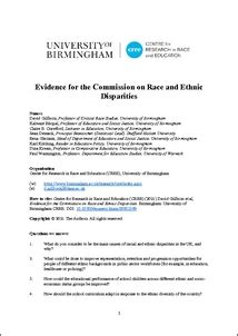 Evidence For The Commission On Race And Ethnic Disparities Epapers