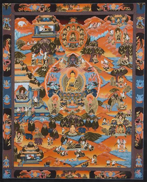 Thangka Of Buddha Life Buddhism Thangka Painting On Cotton Etsy