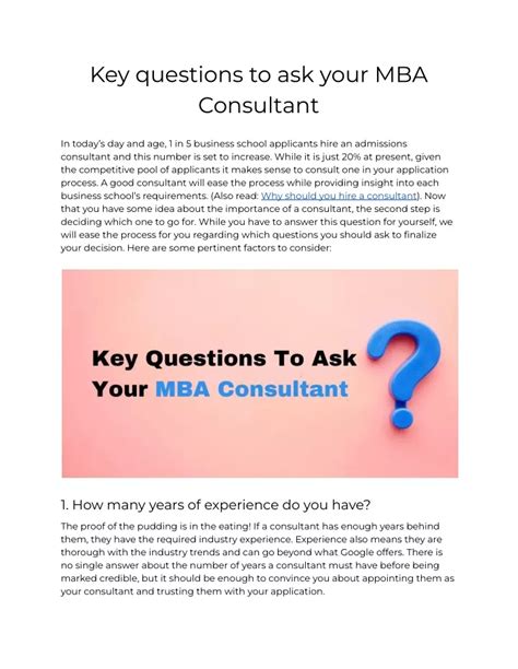 Ppt Key Questions To Ask Your Mba Consultant Powerpoint Presentation Id 12446933