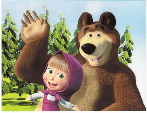 Download Masha And The Bear Waving Wallpaper