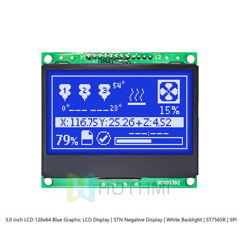 1 8inch 128X64 Graphic COG LCD STN Blue Display With White Side