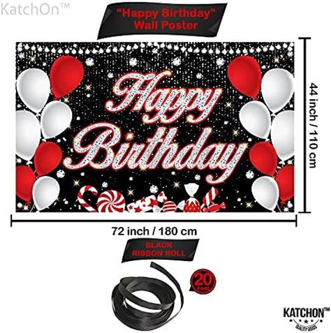 Extra Large Black And Red Happy Birthday Banner 7244 Inch Red And