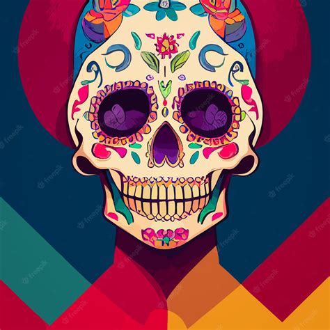 Premium Photo A Colourful Traditional Calavera Sugar Skull Decorated